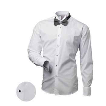 Hlavný obrázok Biela hladká pánska košeľa s čiernymi gombíkmi