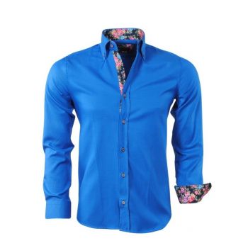 Hlavný obrázok Modrá pánska košeľa s kvetovaným motívom