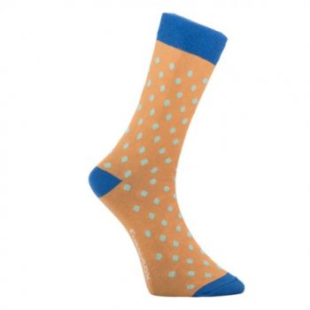 Hlavný obrázok Oranžové pánske ponožky so svetlomodrými bodkami