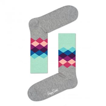 Hlavný obrázok Sivé pánske ponožky s farebnými kosoštvorcami